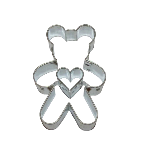 Teddy bear / heart cut-out – cookie cutter, stainless steel