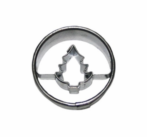 Circle / Christmas tree cut-out – small cookie cutter, stainless steel