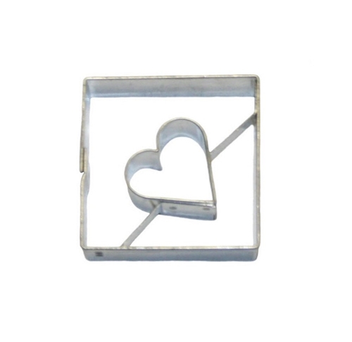Square / heart cut-out – cookie cutter, stainless steel