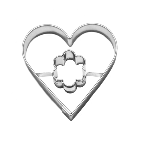Heart / flower cut-out – cookie cutter, tinplate
