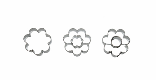 Flowers – cookie cutter set (3 pcs), tinplate