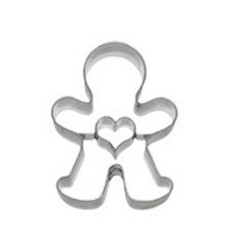 Gingerbread man / heart cut-out – small cookie cutter, stainless steel