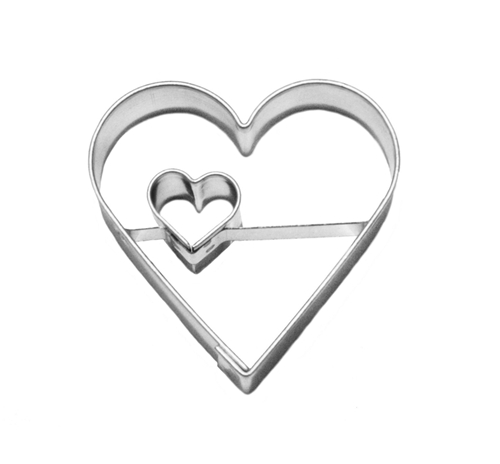 Heart / eccentric heart cut-out – cookie cutter, stainless steel