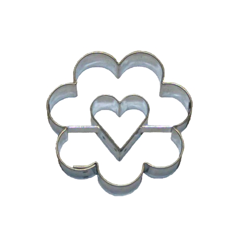 Flower / heart cut-out – large cookie cutter, stainless steel