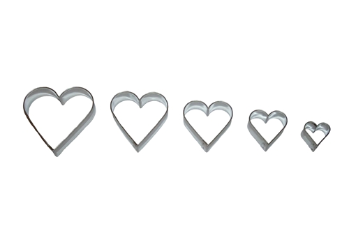 Hearts – smooth cookie cutter set (5 pcs), tinplate