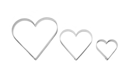 Hearts – large cookie cutter set (3 pcs), stainless steel