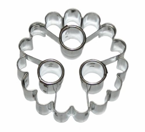 Scalloped circle / 3 circle cut-outs – cookie cutter, tinplate