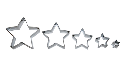 5-pointed stars – cookie cutter set (5 pcs), tinplate