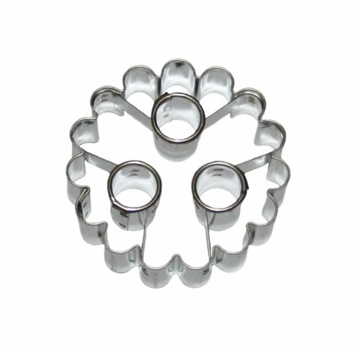 Scalloped circle / 3 circle cut-outs – cookie cutter, stainless steel