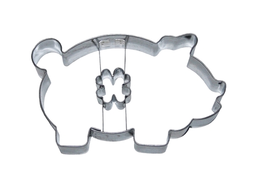 Glücksschwein / kleiner Glücksklee – Ausstechform mit Innenprägung