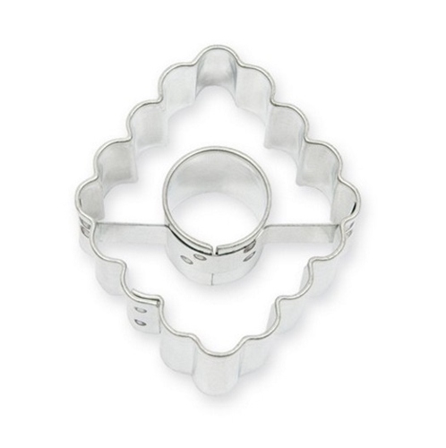 Scalloped diamond /circle cut-out – cookie cutter, stainless steel