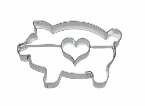 Piglet / heart cut-out – cookie cutter, tinplate