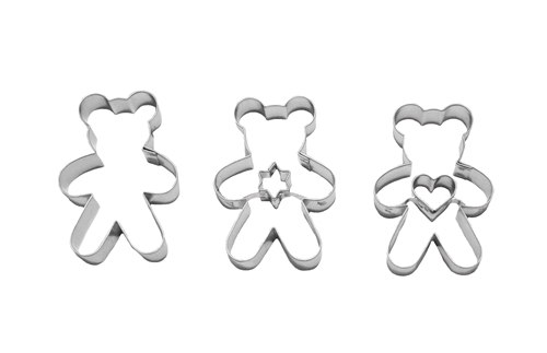 Teddy bears – cookie cutter set (3 pcs), stainless steel