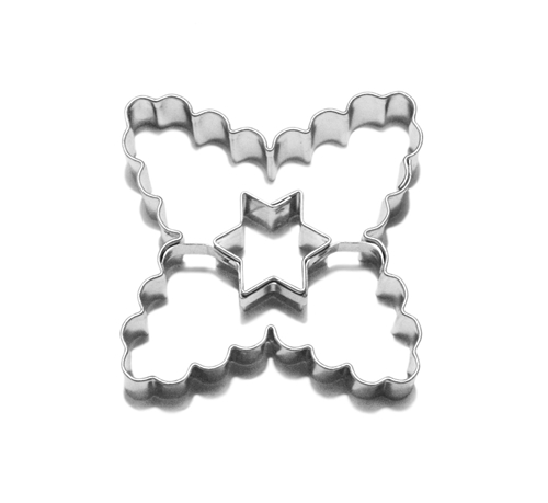 Gewelltes Kreuz / Sternchen – Ausstechform, Edelstahl