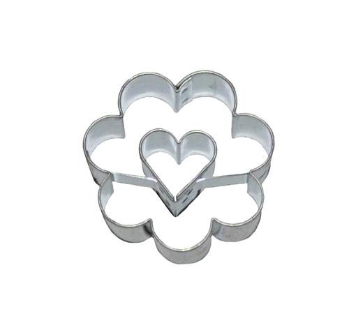 Flower / heart cut-out – cookie cutter, stainless steel